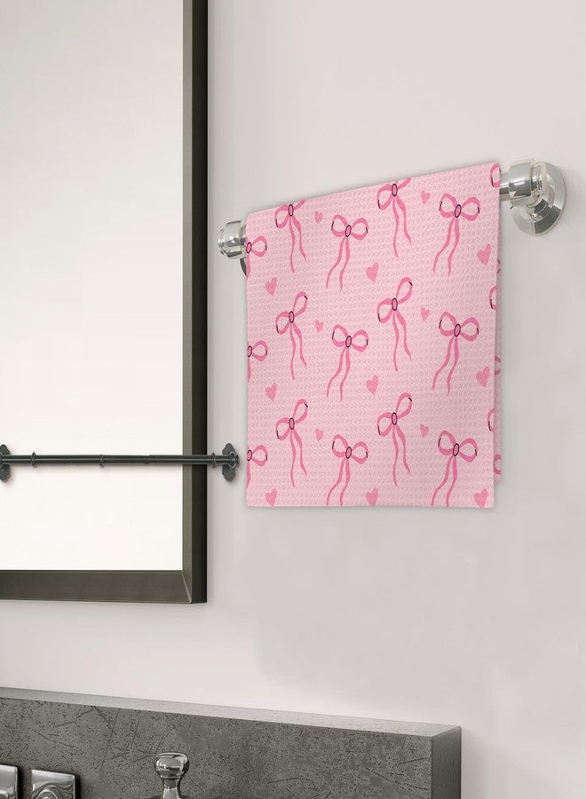 FIicy Pink Bow Coquette Hand Towels, Preppy Coquette Kitchen Towels, HotPink Bow Decorative Hand Towels for Bathroom Kitchen, CoquetteBathroom Decor, Pink Preppy Bathroom Decor(16x24 Inch) - Image 3
